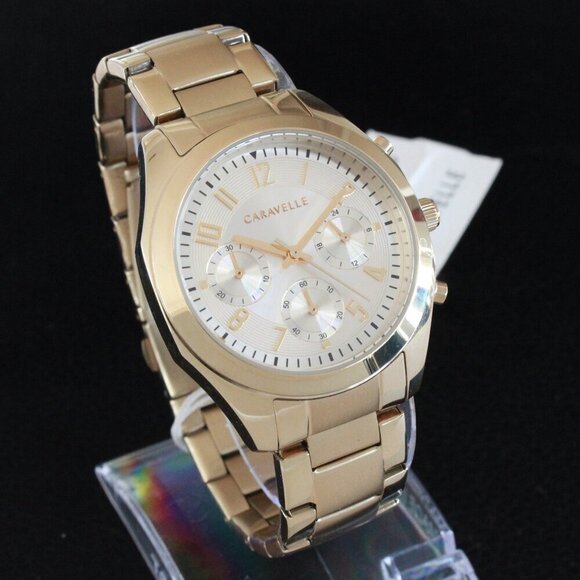 Caravelle Ladies Chronograph By Bulova Champagne Dial 36mm - Picture 2 of 12